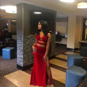 Jovani Size 4 Red Two-Piece Dress
